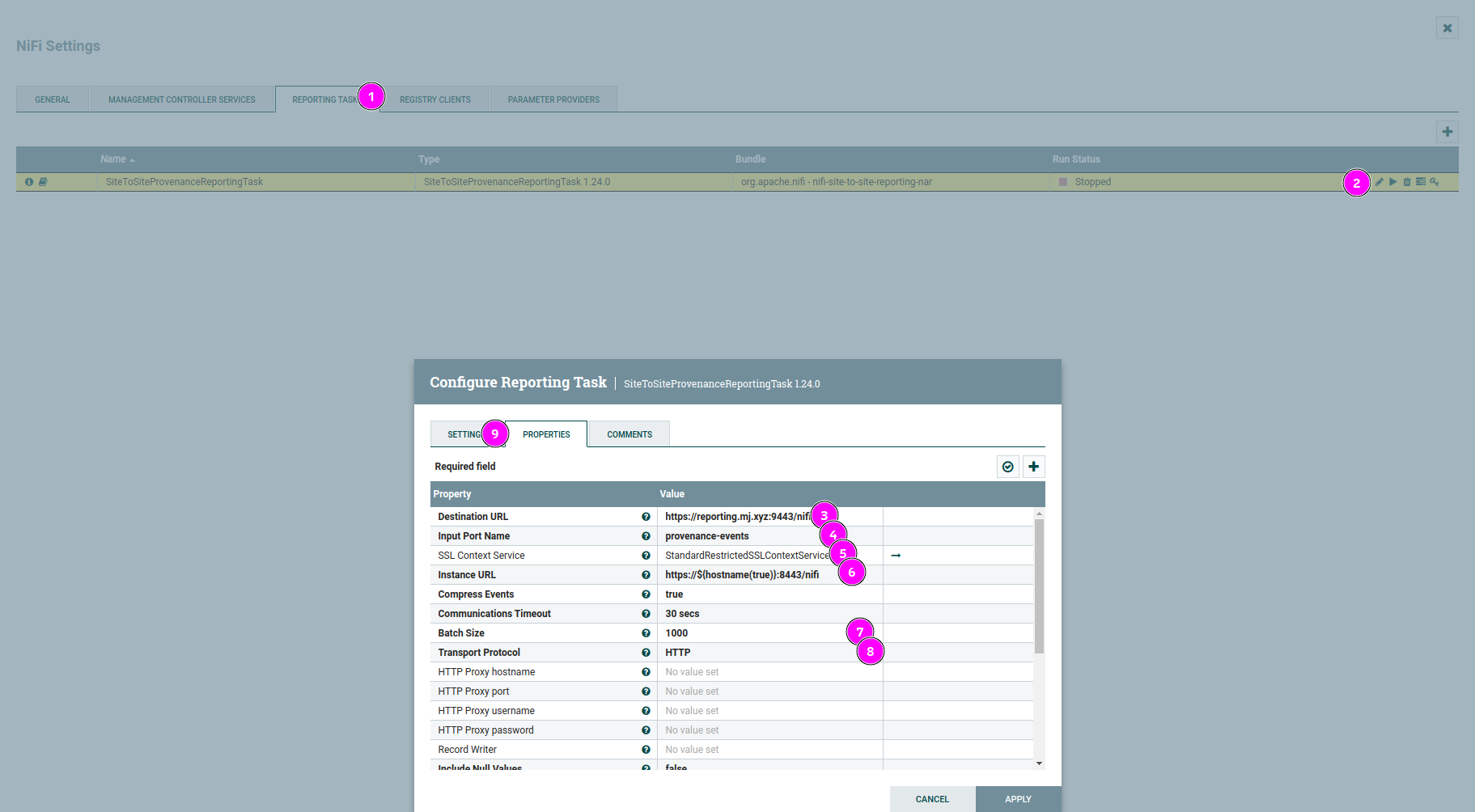 Configuring S2S Reporting Task